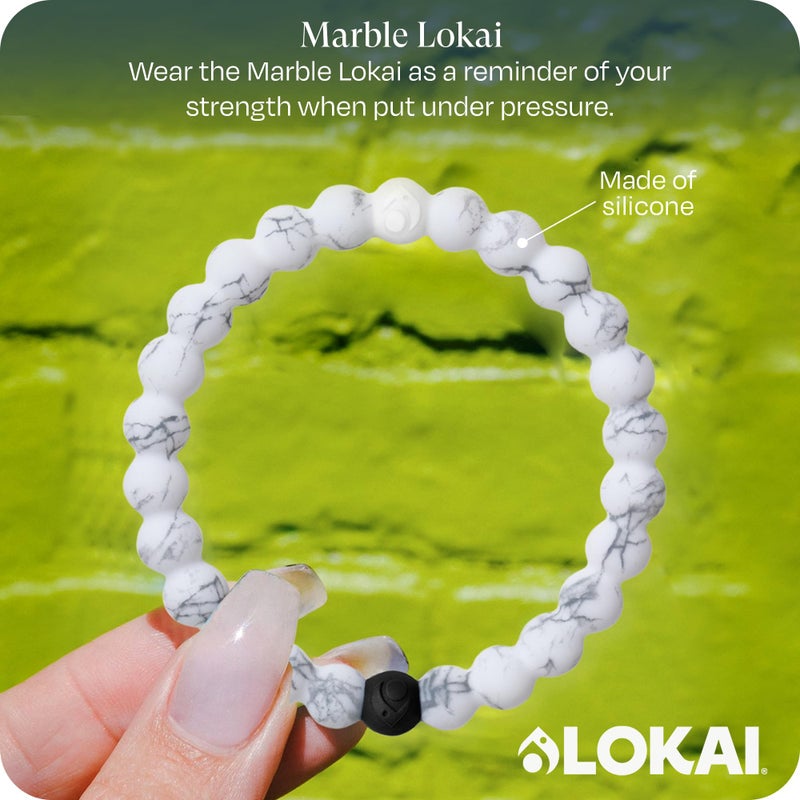 Lokai Silicone Beaded Bracelet for Women & Men, Marble White - Medium, 6.5 Inch Circumference - Silicone Jewelry Fashion Bracelet Slides-On for Comfortable Fit - Image 2